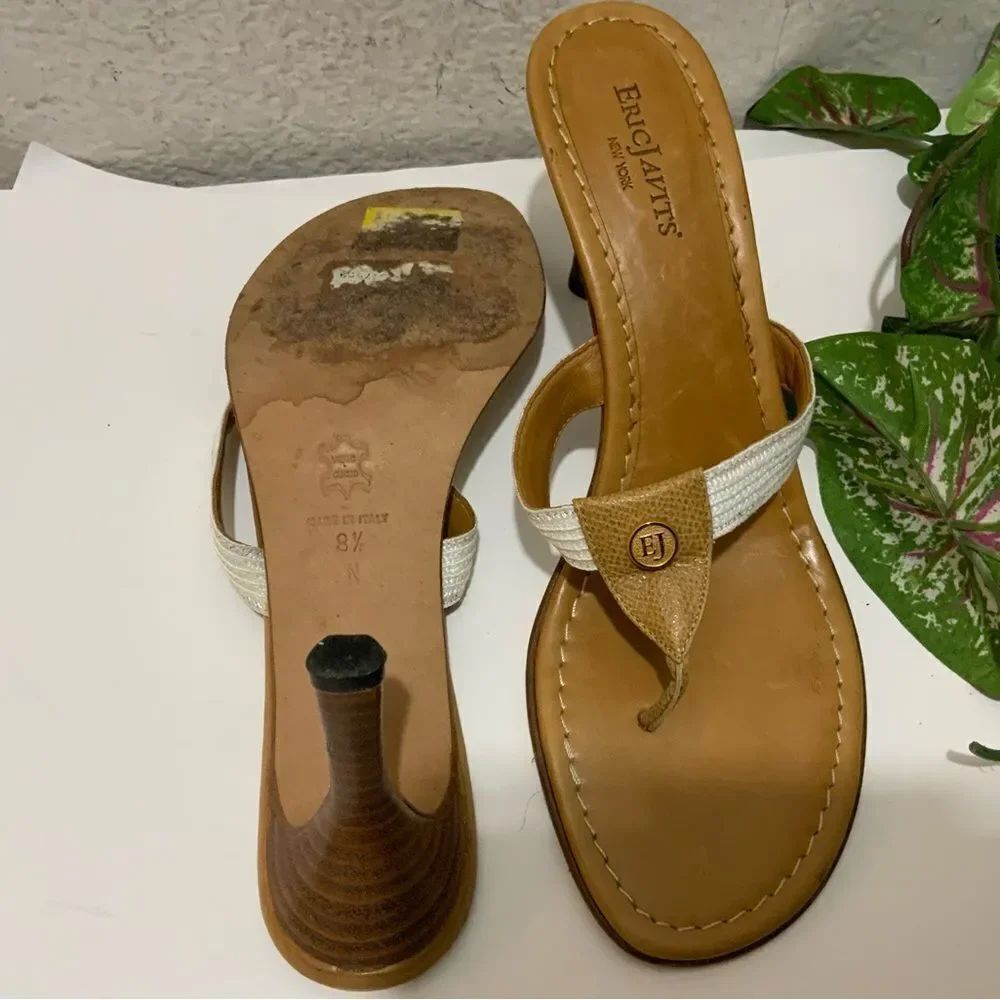 ERIC JAVITS' NEW YORK Brown & Gold Sandals 8.5 N - Picture 4 of 9